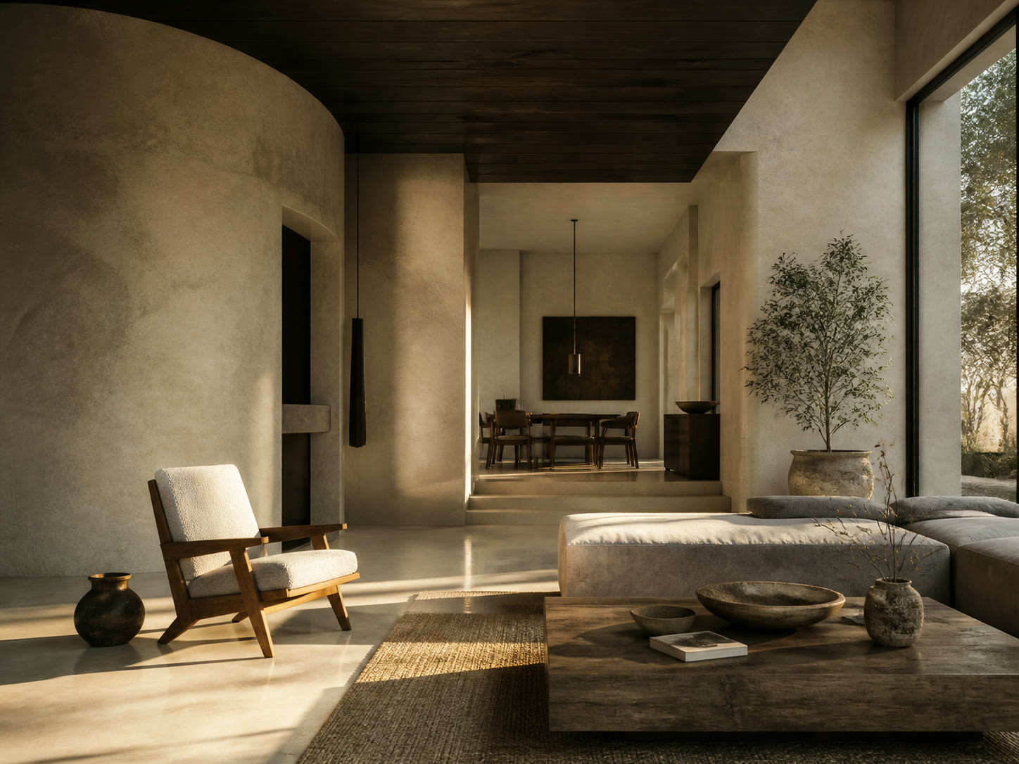 Warme, minimalistische Innenarchitektur